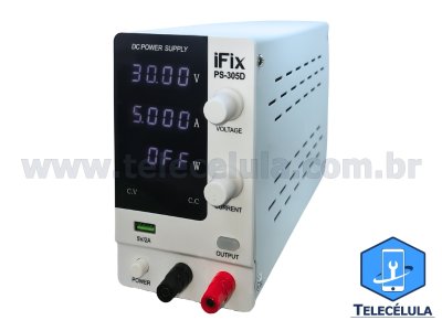 FONTE DE ALIMENTAO DIGITAL IFIX PS-305D 0-30V X 5.0A, 04 DGITOS AC 110V COR BRANCA.